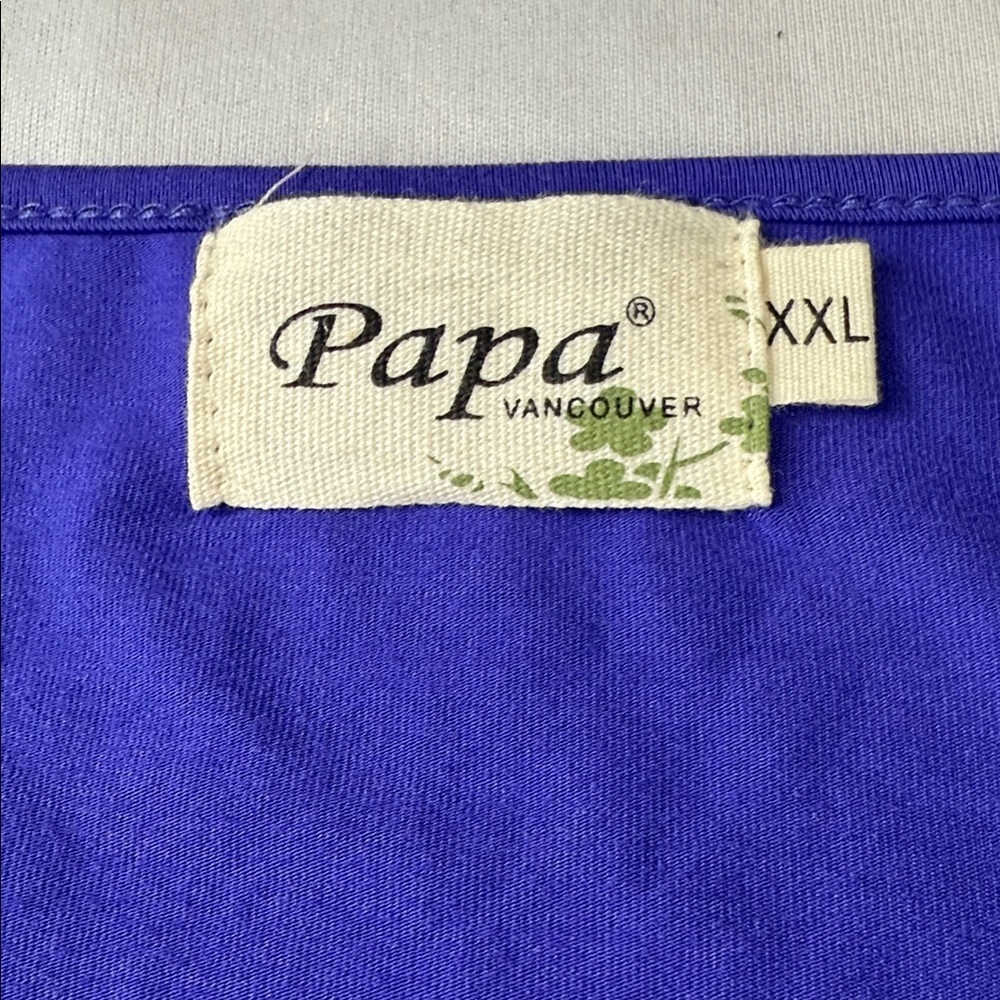 Papa Vancouver Top Purple Blue Bamboo Blend Asymmetrical Tie Women's Sz XXL - Picture 9 of 10